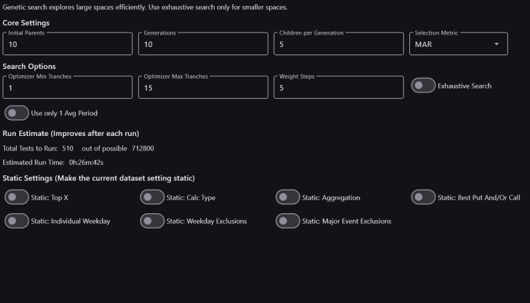 Optimize parameters with genetic algorithm or exhaustive search